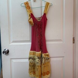 Bohemian Red and Yellow Dress ReWorked Upcycled